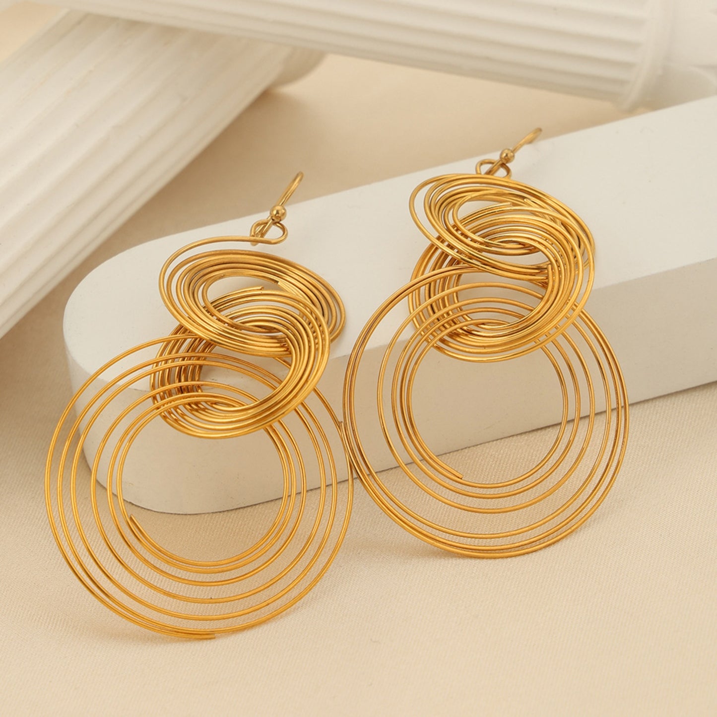 Titanium Steel Multi-Layered Round Shape Earrings