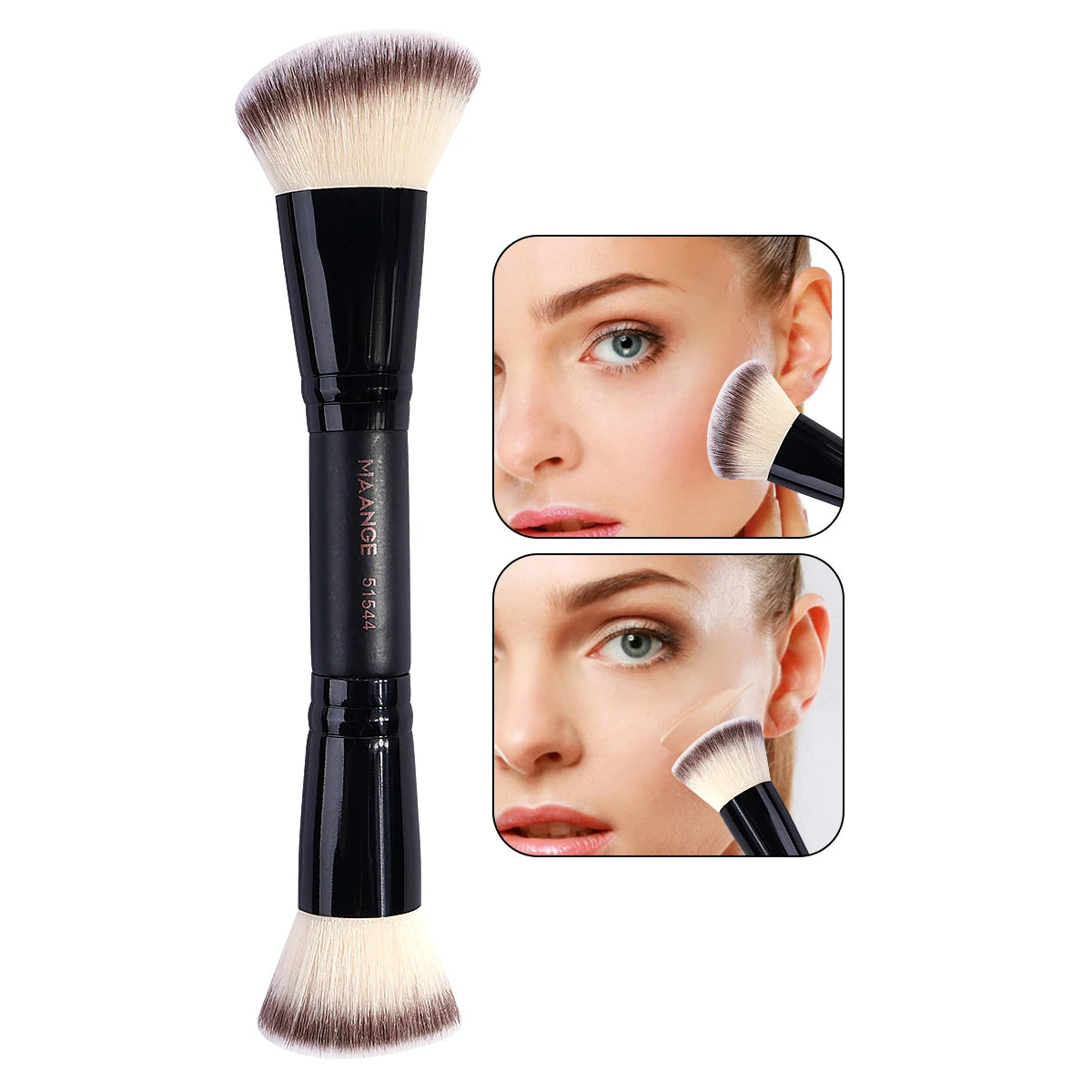 MAANGE 1PCS Foundation Makeup Brushes Double-Ended Contour Makeup Brush for Blending Liquid Cream Powder Cosmetic Make Up Tool