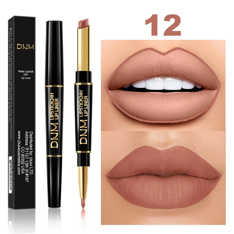 12pcs Double Ended Matte Lipstick Long Lasting Wateproof Cheap Lipstick Wholesale Sexy Red Lips Liner Pencil Makeup Cosmetics