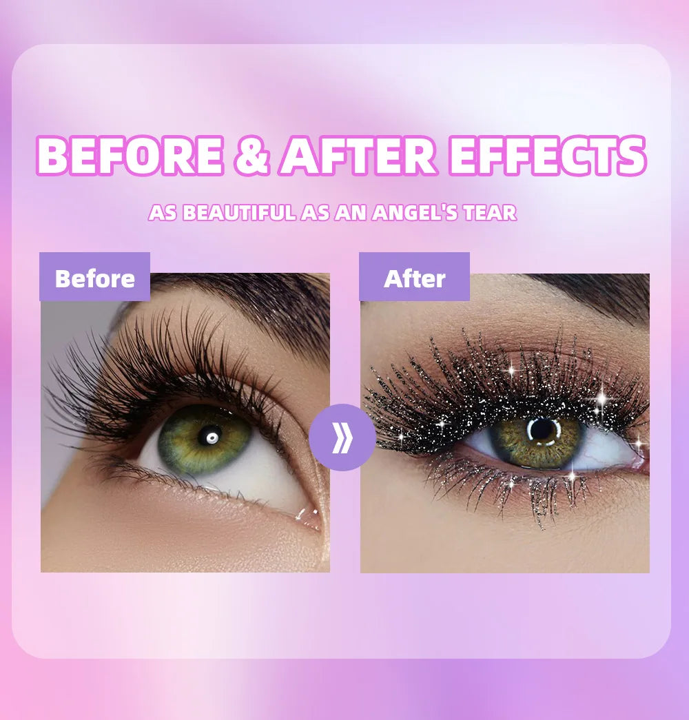 Silver Diamond Glitter Mascara Fast Dry Eyelashes Curls Extension Make-Up Waterproof Long-lasting Lengthens Eye Lash Mascara