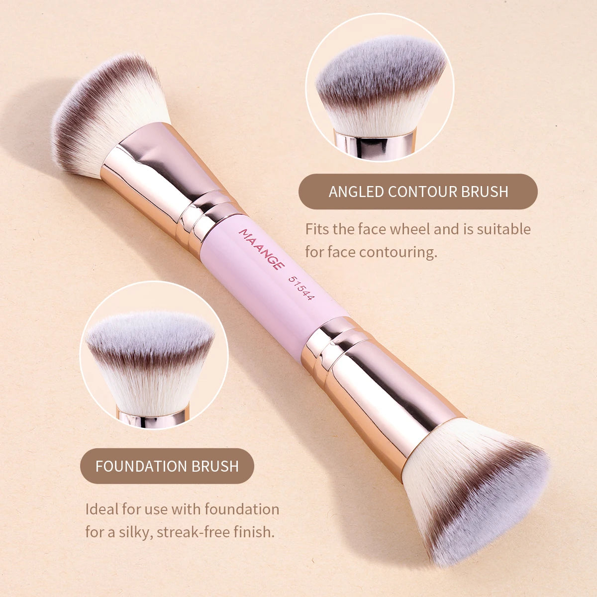 MAANGE 1PCS Foundation Makeup Brushes Double-Ended Contour Makeup Brush for Blending Liquid Cream Powder Cosmetic Make Up Tool