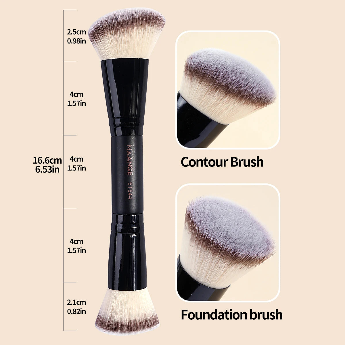 MAANGE 1PCS Foundation Makeup Brushes Double-Ended Contour Makeup Brush for Blending Liquid Cream Powder Cosmetic Make Up Tool