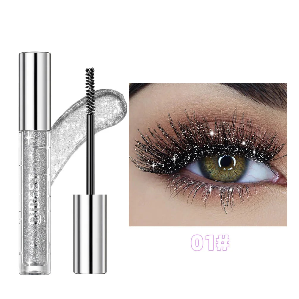 Silver Diamond Glitter Mascara Fast Dry Eyelashes Curls Extension Make-Up Waterproof Long-lasting Lengthens Eye Lash Mascara