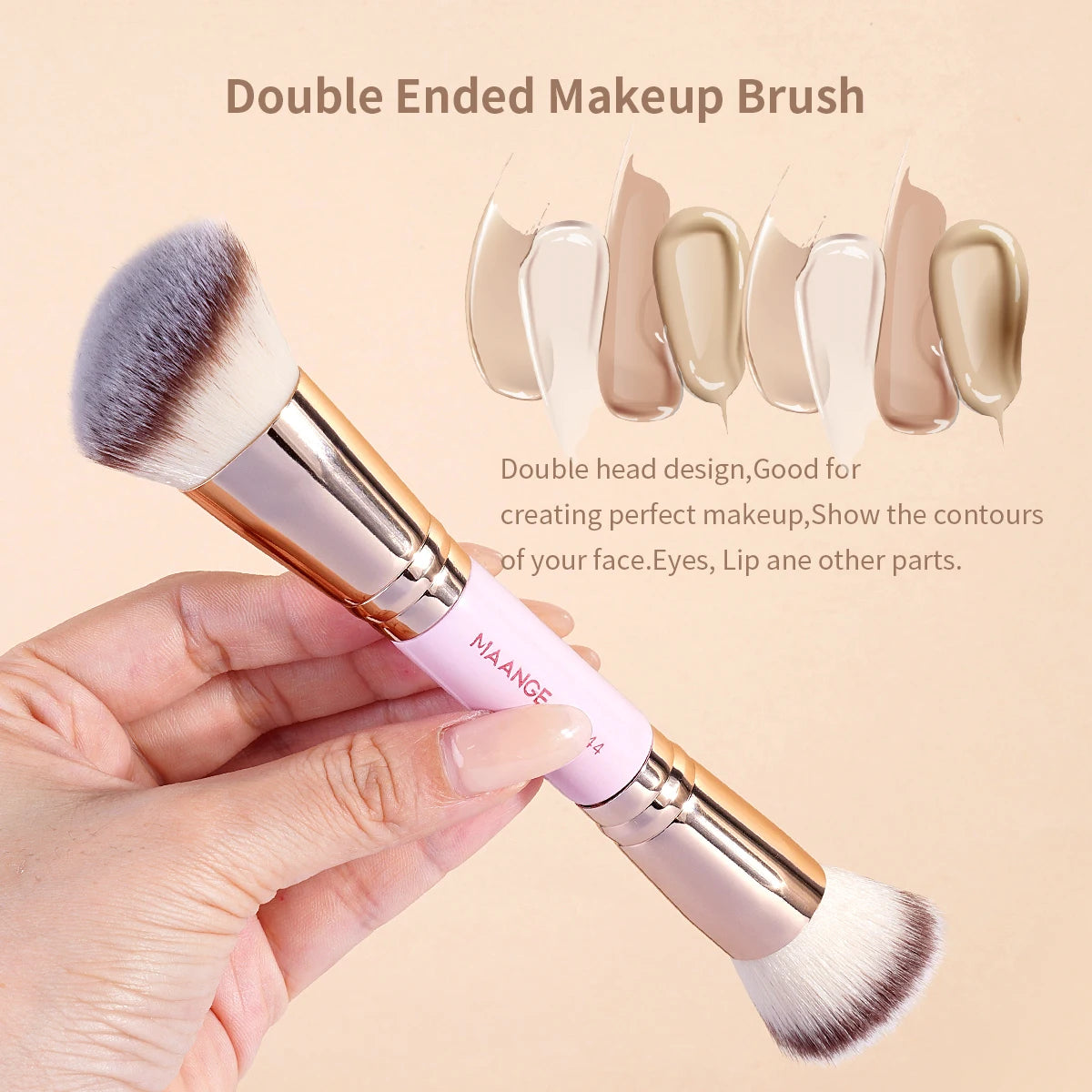 MAANGE 1PCS Foundation Makeup Brushes Double-Ended Contour Makeup Brush for Blending Liquid Cream Powder Cosmetic Make Up Tool