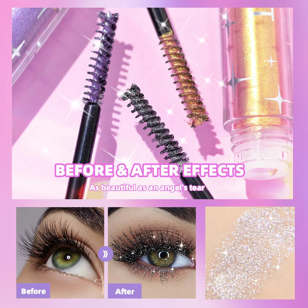 Silver Diamond Glitter Mascara Fast Dry Eyelashes Curls Extension Make-Up Waterproof Long-lasting Lengthens Eye Lash Mascara