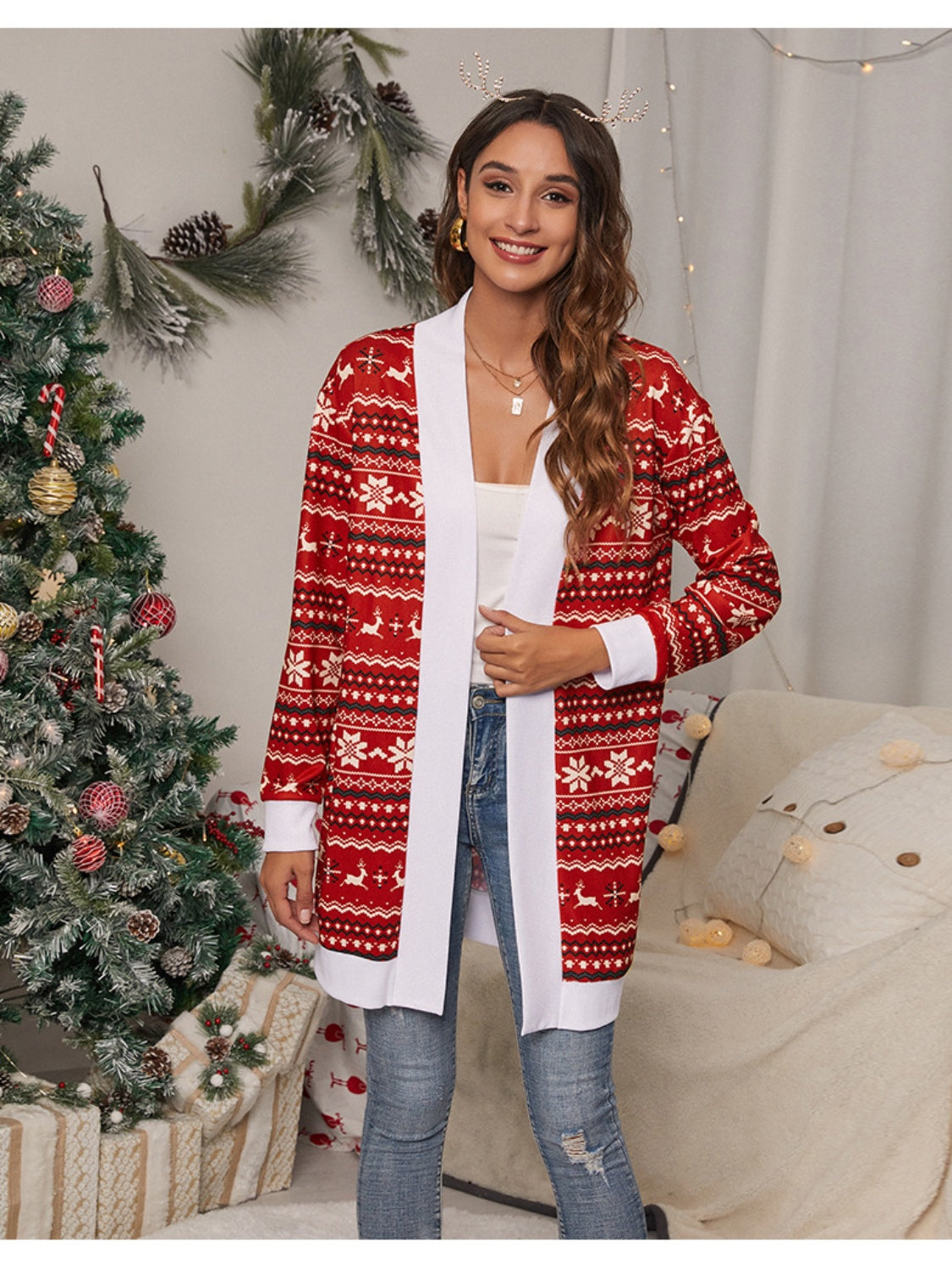 Christmas Open Front Cardigan