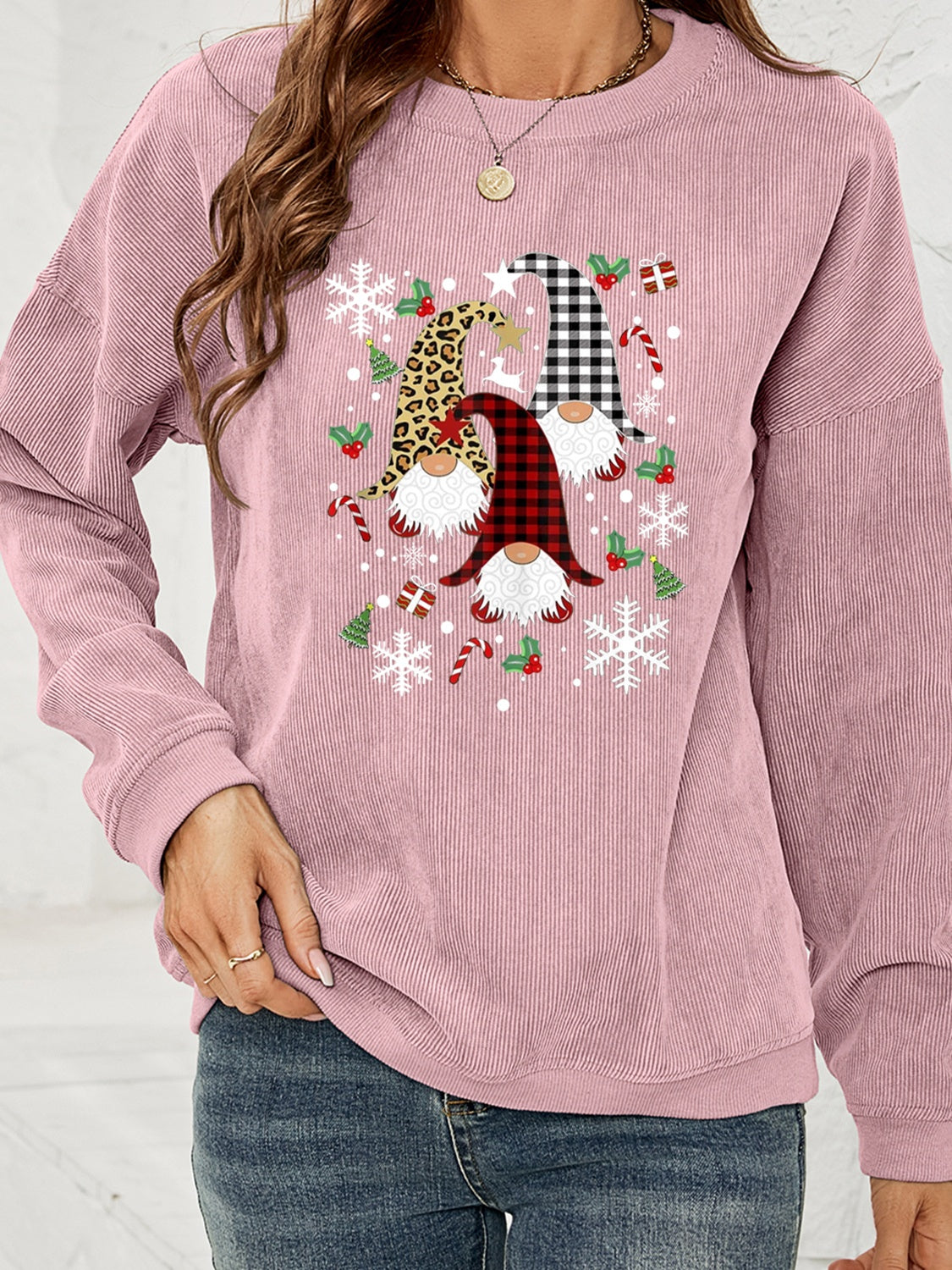 Faceless Gnome Graphic Drop Shoulder Sweatshirt