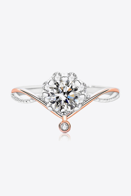 Moissanite and Zircon Contrast Crisscross Ring