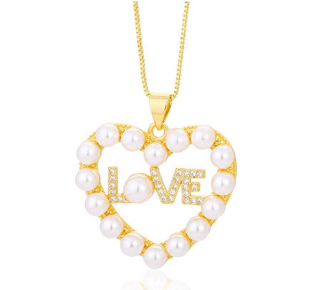 Pearl Bead  Star Love Necklace