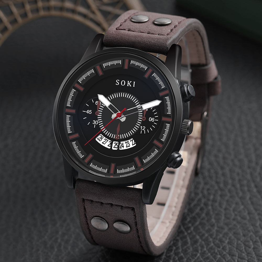 Set Casual  Calendar Sports Quartz Watch