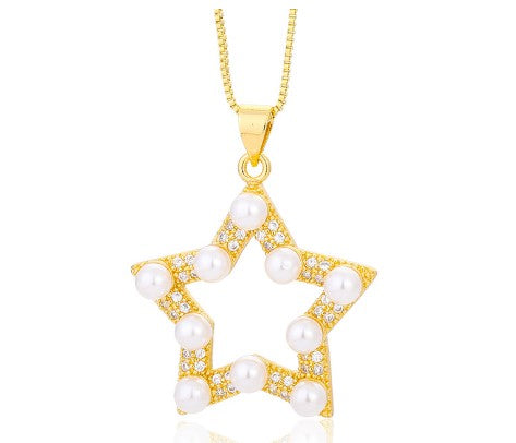 Pearl Bead  Star Love Necklace