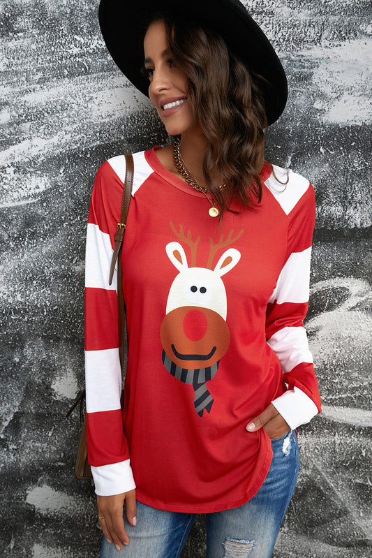 Reindeer Graphic Raglan Sleeve T-Shirt