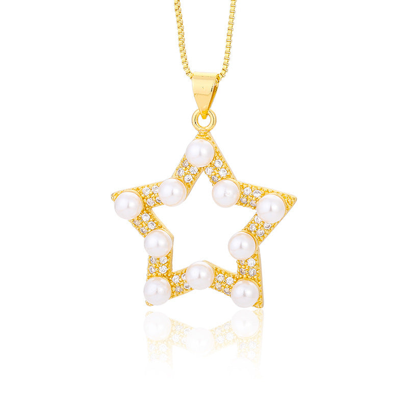 Pearl Bead  Star Love Necklace