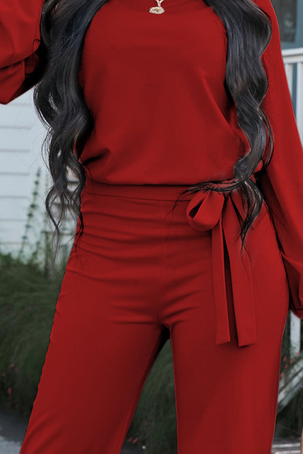 Neck Tie Belt Jumpsuit