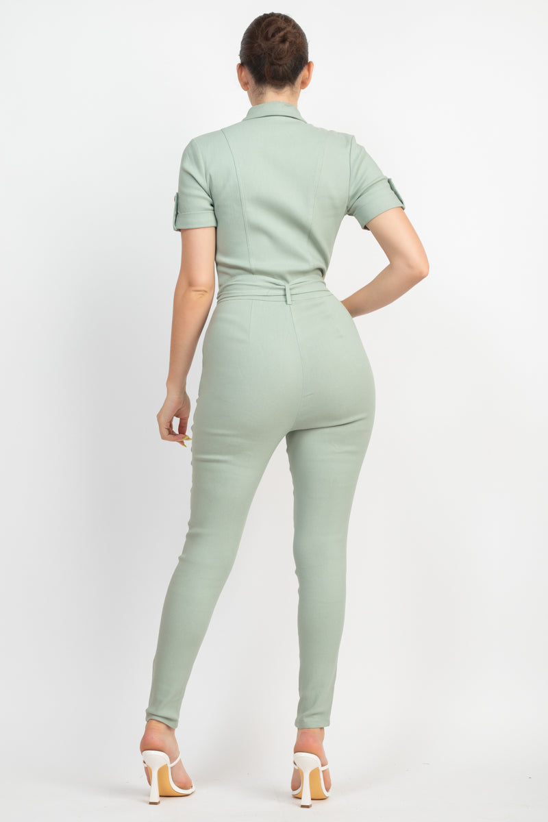 Green Buttoned Jumpsuit