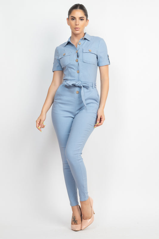 Blue Buttoned Jumpsuit