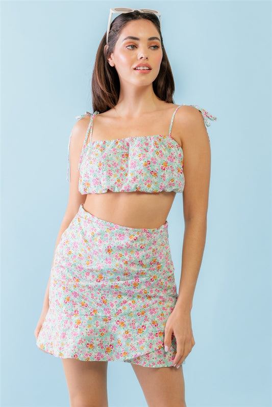 Mint Fuchsia Print Cotton Set