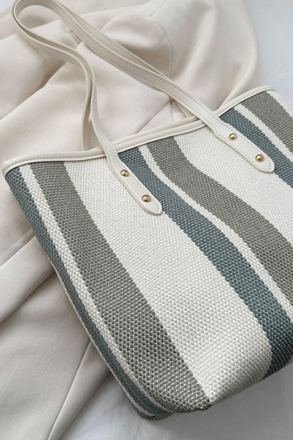 Striped Straw Tote Bag